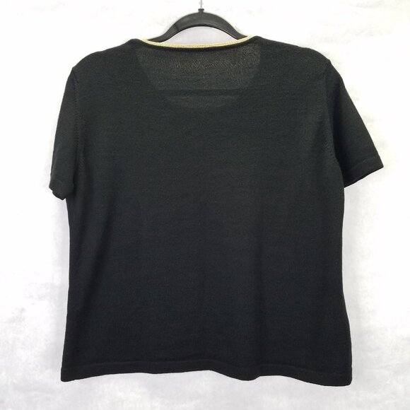 Le Troupe Tricot Maglia Top Womens Small Merino Wool Black Gold Italian Knitwear - Picture 5 of 13